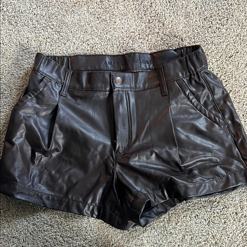 American Eagle brown leather shorts